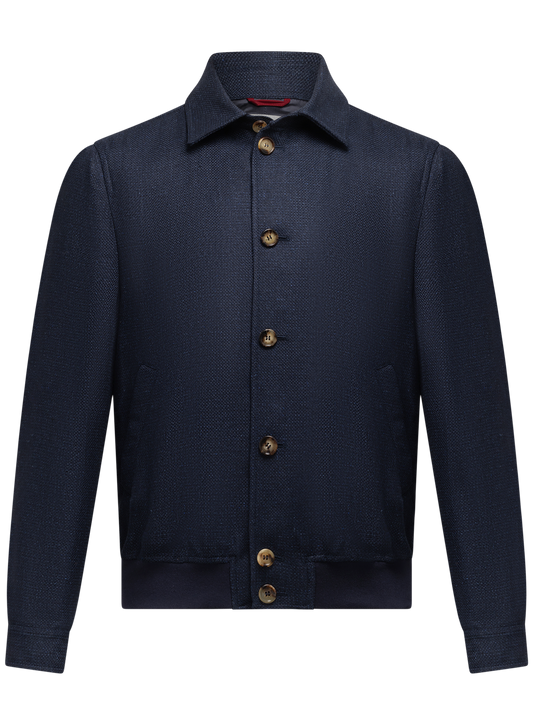 Bomberjack van zijde, linnen en wol | BLUE NAVY