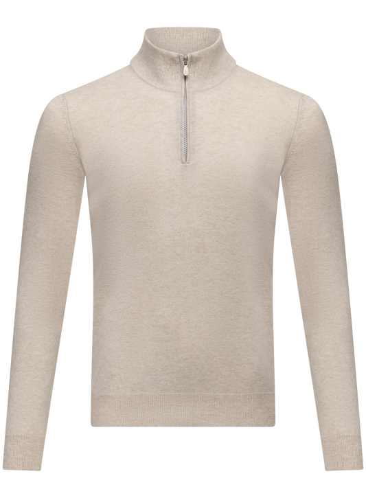 Cashmere half-zip ritsvest | FULL_WIDTH | Beige
