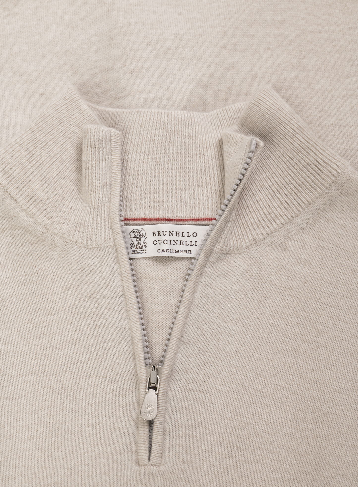 Cashmere half-zip ritsvest | FULL_WIDTH | Beige