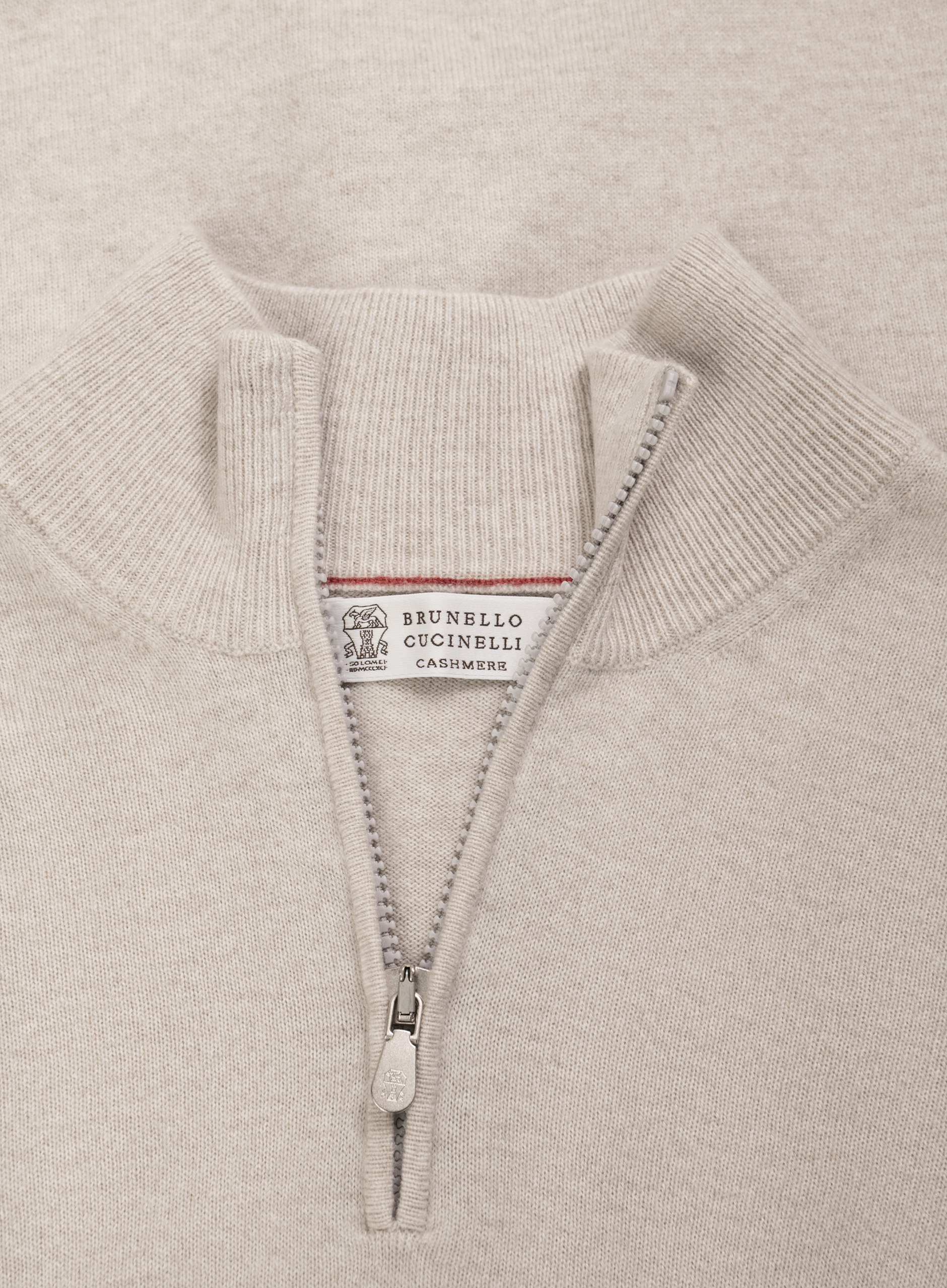 Cashmere half-zip ritsvest | FULL_WIDTH | Beige