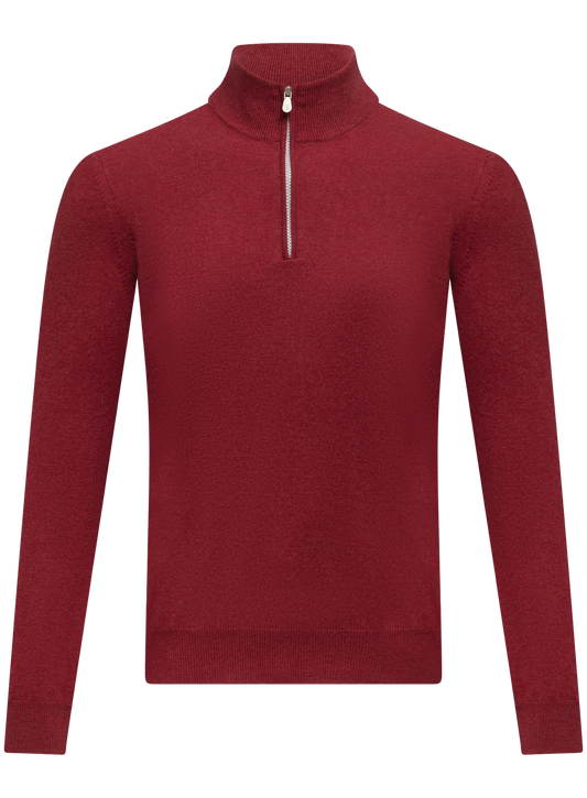 Cashmere half-zip ritsvest | FULL_WIDTH | Rood