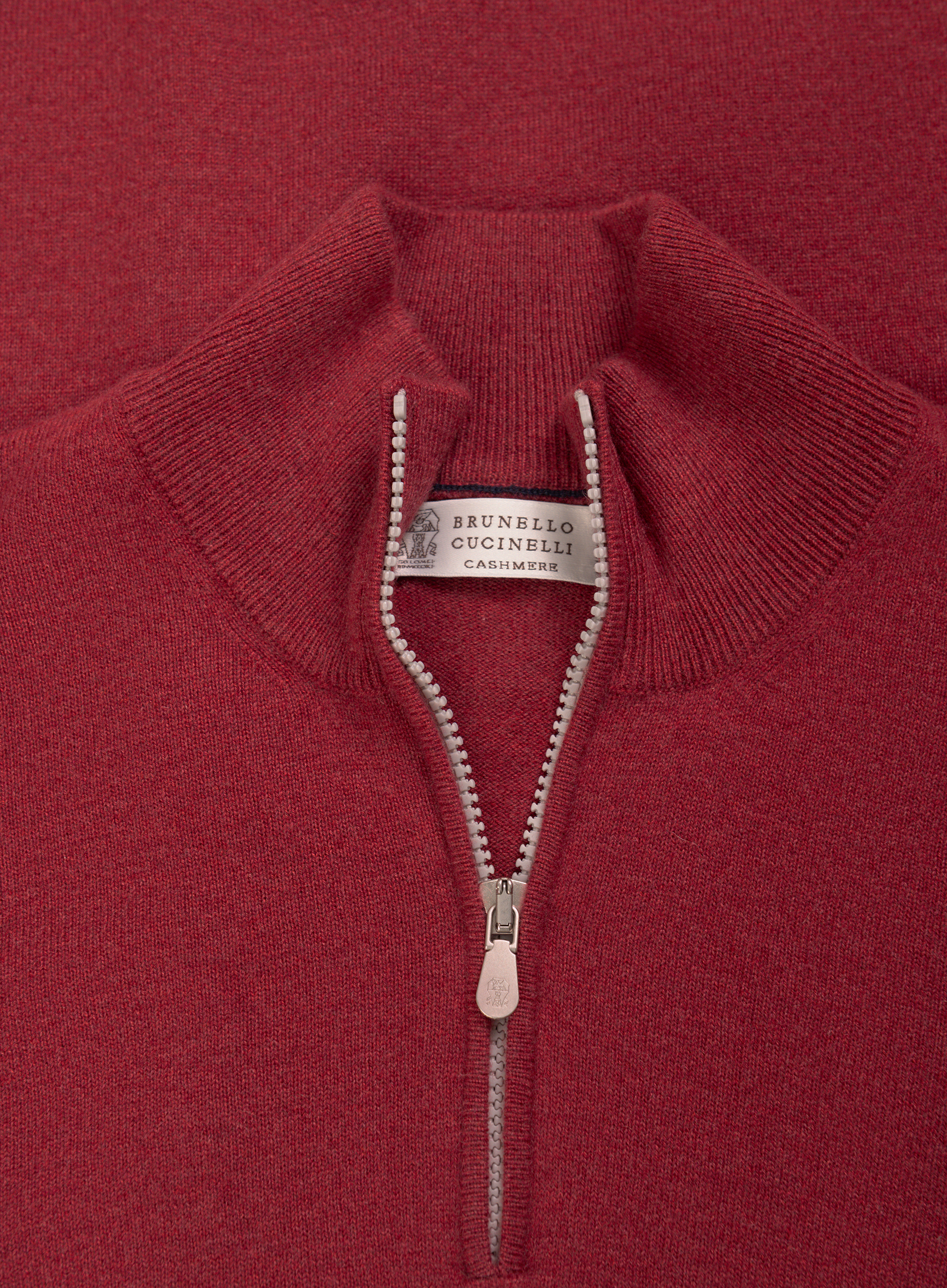Cashmere half-zip ritsvest | FULL_WIDTH | Rood