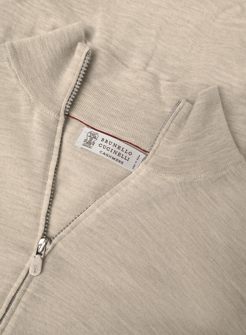 Cashmere and wool zip-up cardigan