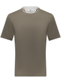 T-shirt van katoen met layered-look details | Groen