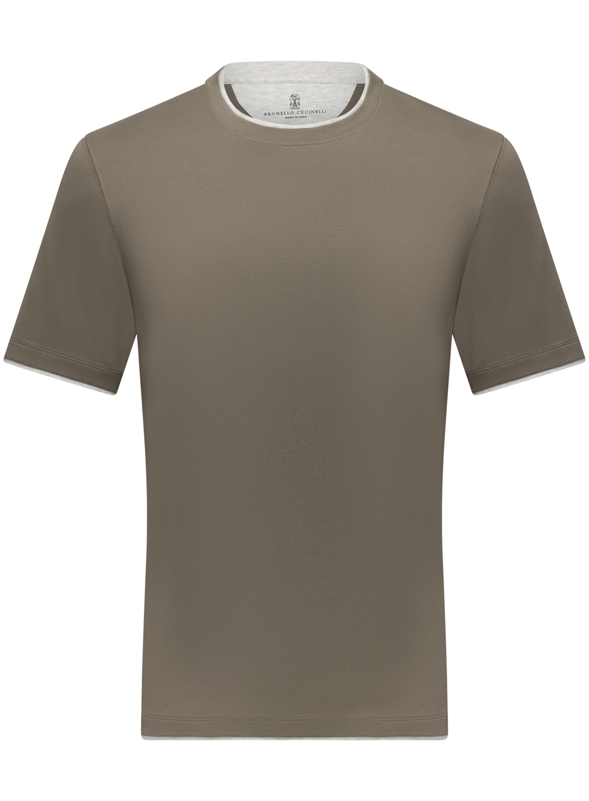 T-shirt van katoen met layered-look details | Groen
