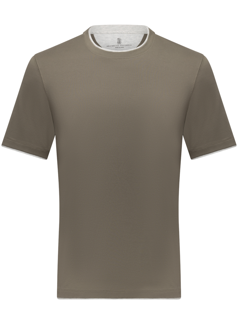 T-shirt van katoen met layered-look details