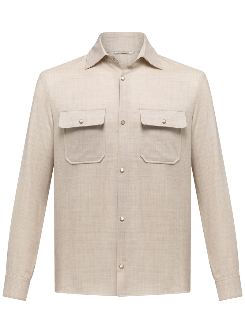 Overshirt van scheerwol | Beige