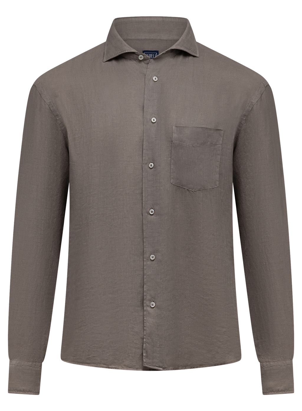 Regular-fit linnen overhemd met borstzak | TAUPE