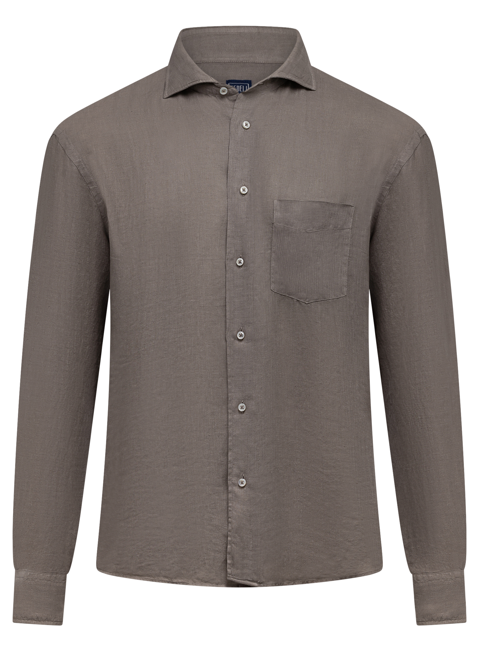Regular-fit linnen overhemd met borstzak | TAUPE