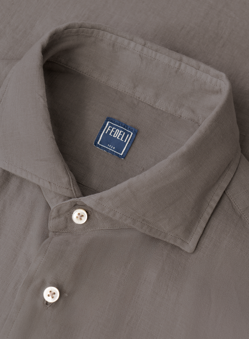 Regular-fit linnen overhemd met borstzak | FULL_WIDTH | TAUPE