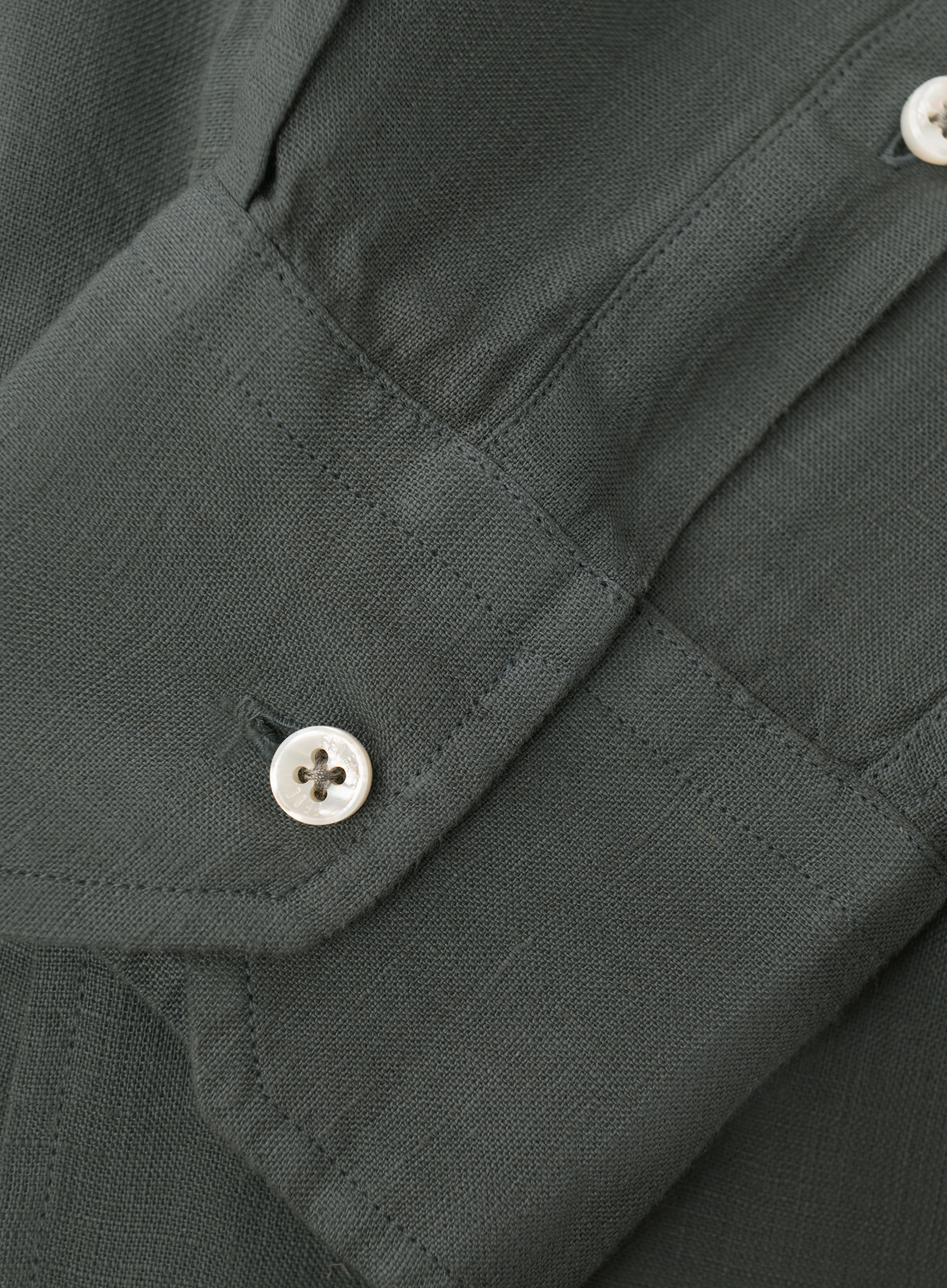 Regular-fit linnen overhemd met borstzak | FULL_WIDTH | Groen