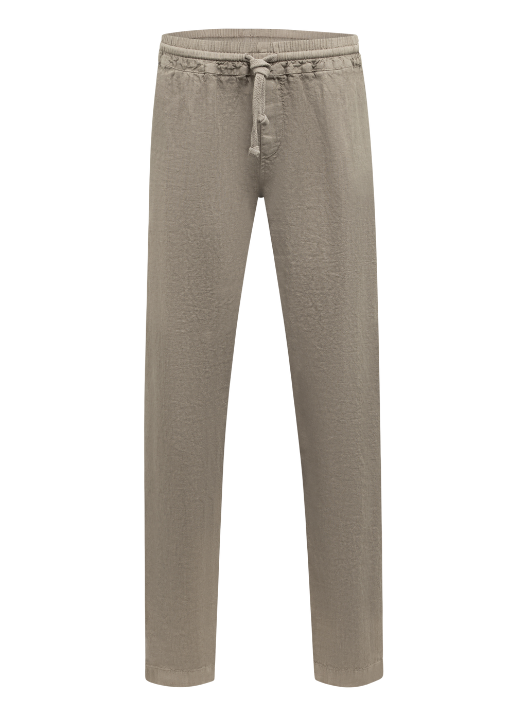 Broek met trekkoord van linnen | TAUPE