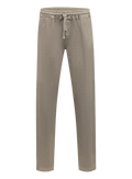 Broek met trekkoord van linnen | TAUPE