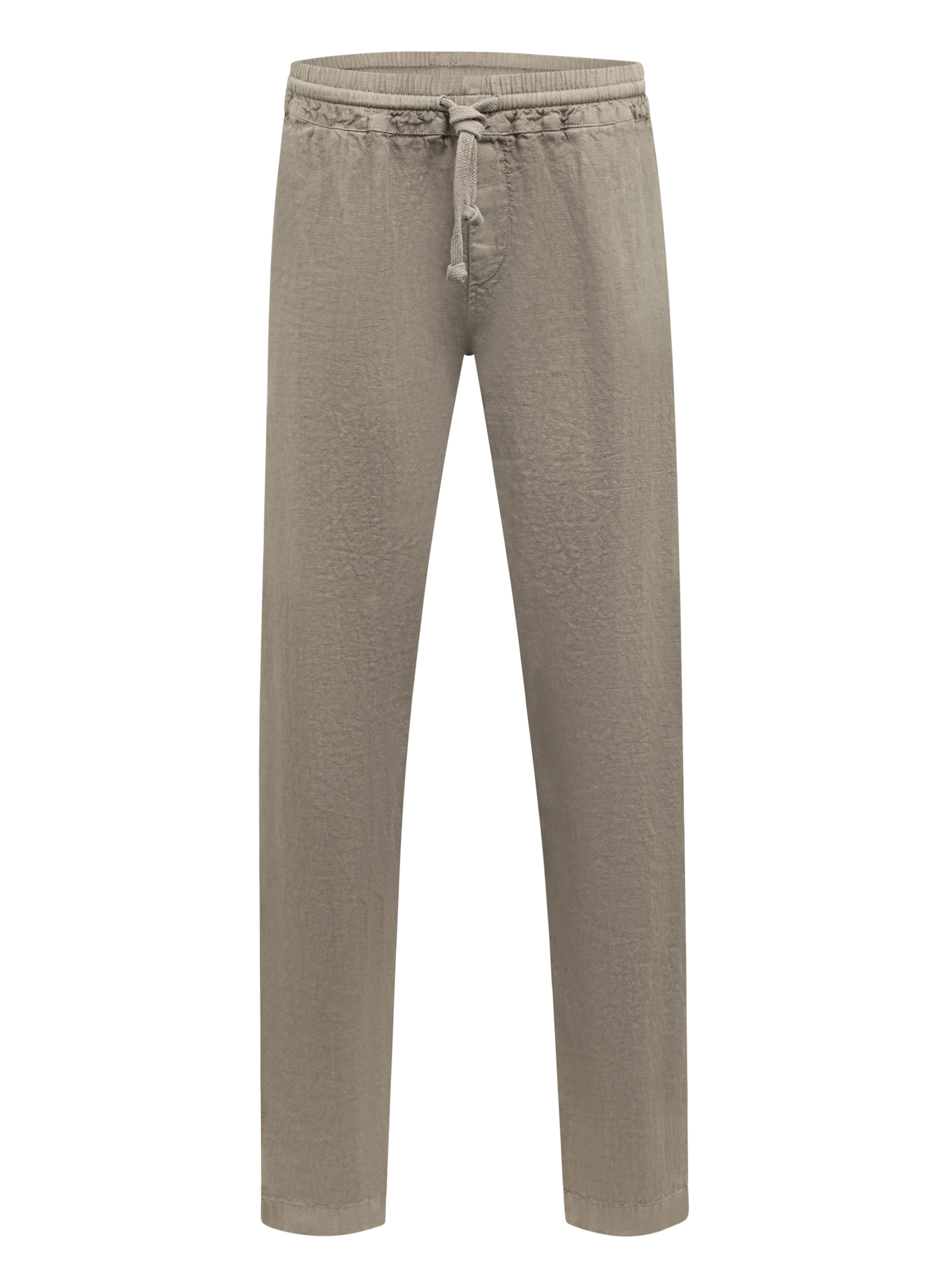 Broek met trekkoord van linnen | TAUPE