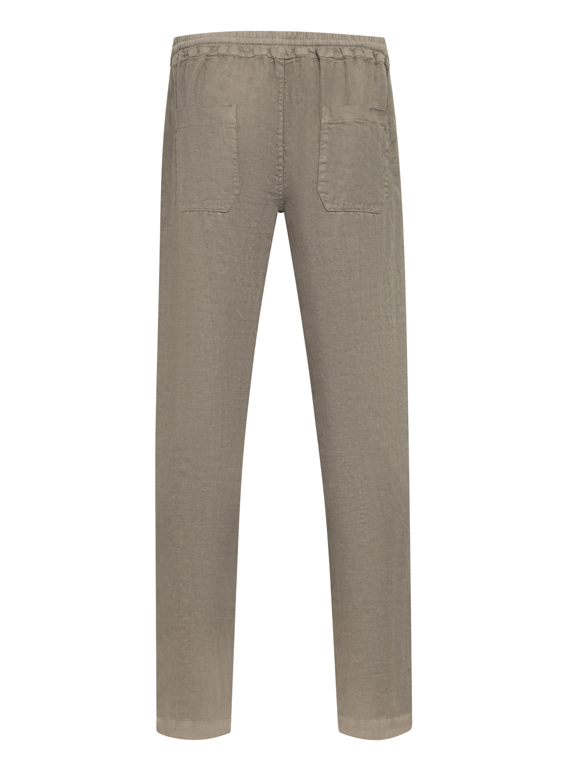 Broek met trekkoord van linnen | TAUPE