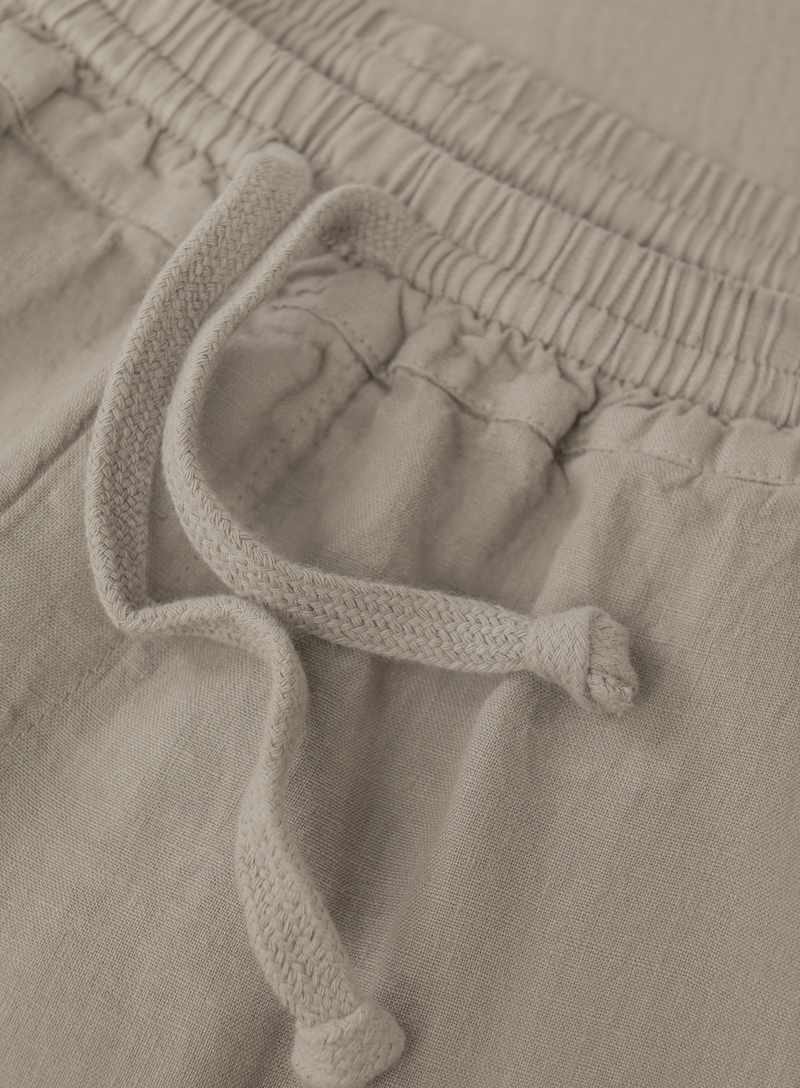 Broek met trekkoord van linnen | FULL_WIDTH | TAUPE