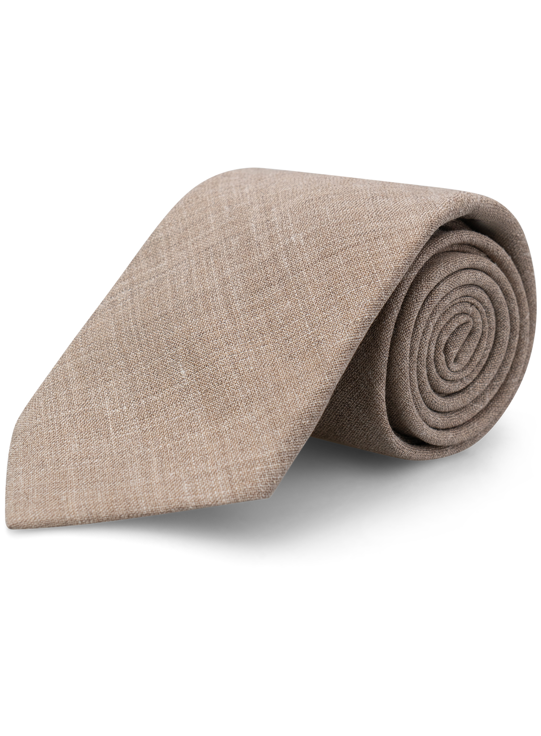 Gemêleerde stropdas van wol, zijde en linnen | Beige