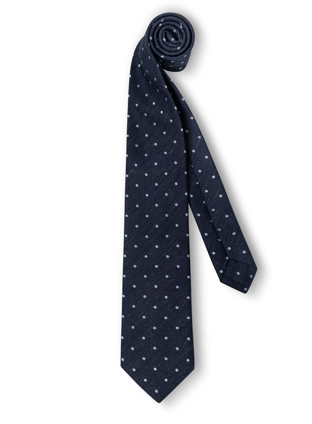 Stropdas van zijde en linnen met stippendessin | BLUE NAVY