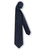 Stropdas van zijde en linnen met stippendessin | BLUE NAVY