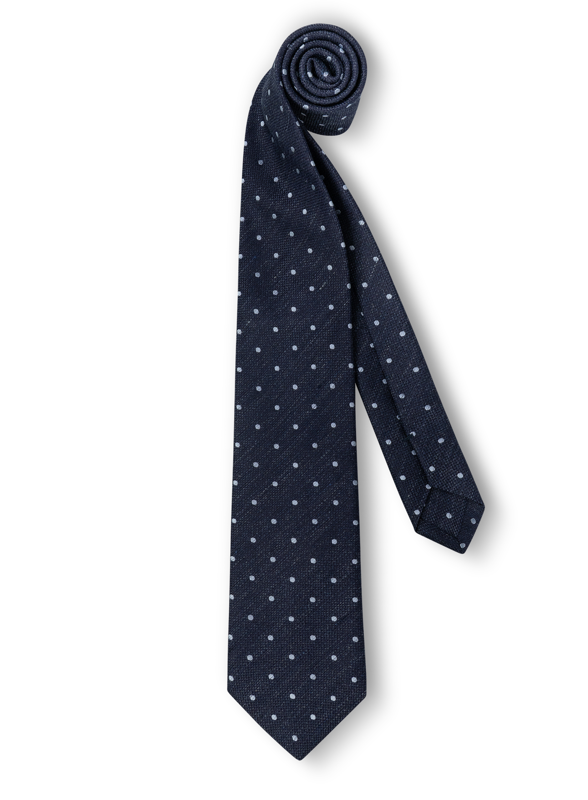 Stropdas van zijde en linnen met stippendessin | BLUE NAVY