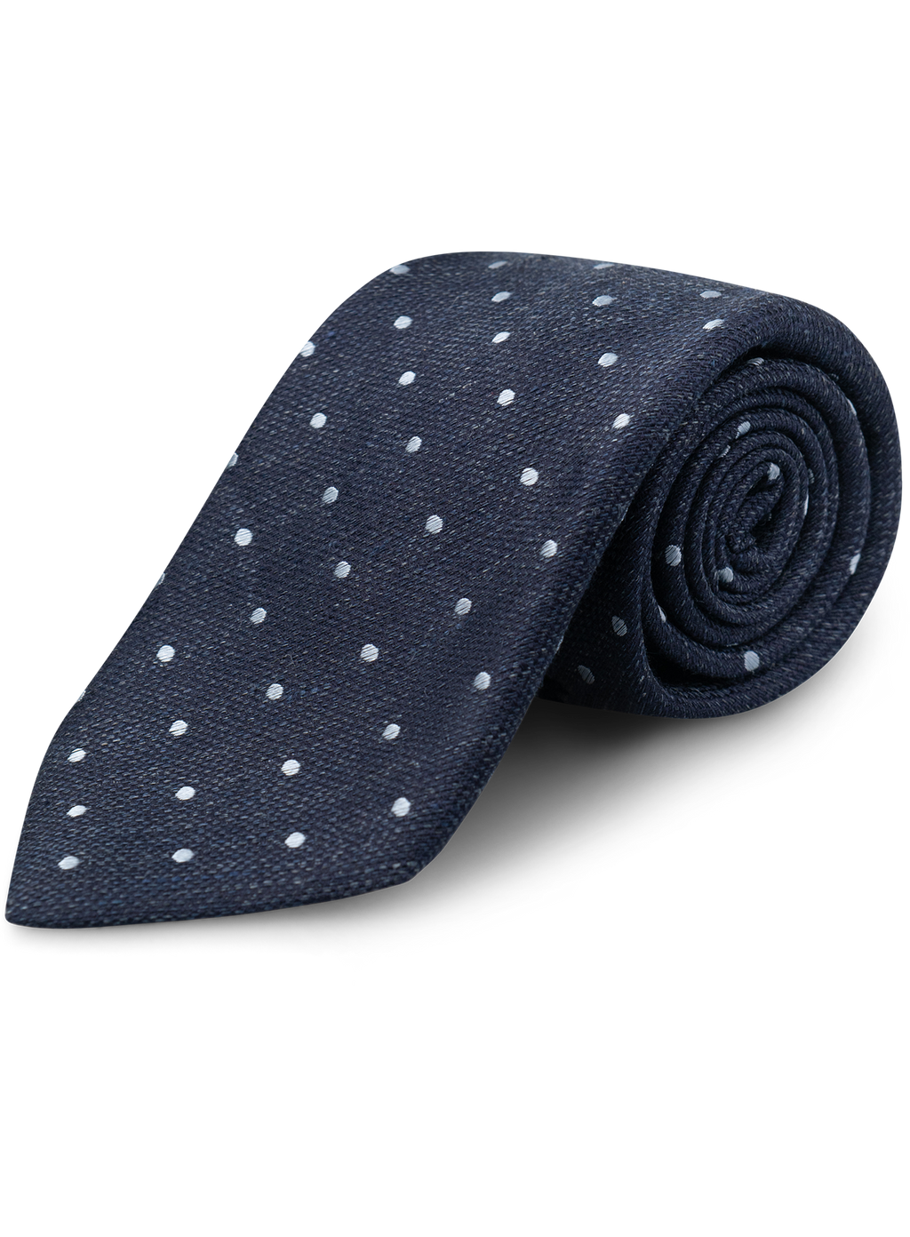 Stropdas van zijde en linnen met stippendessin | BLUE NAVY