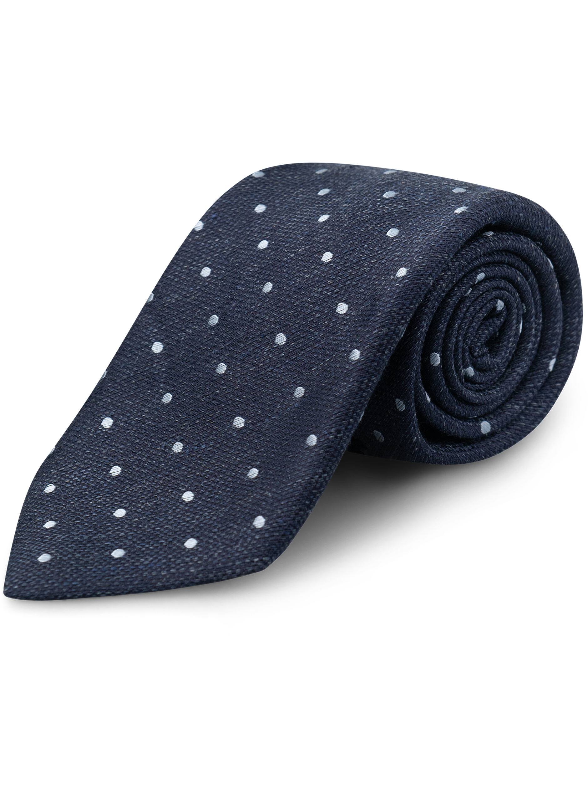 Stropdas van zijde en linnen met stippendessin | BLUE NAVY