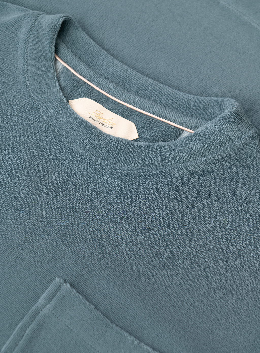T-shirt met borstzak van badstof | FULL_WIDTH | PETROL