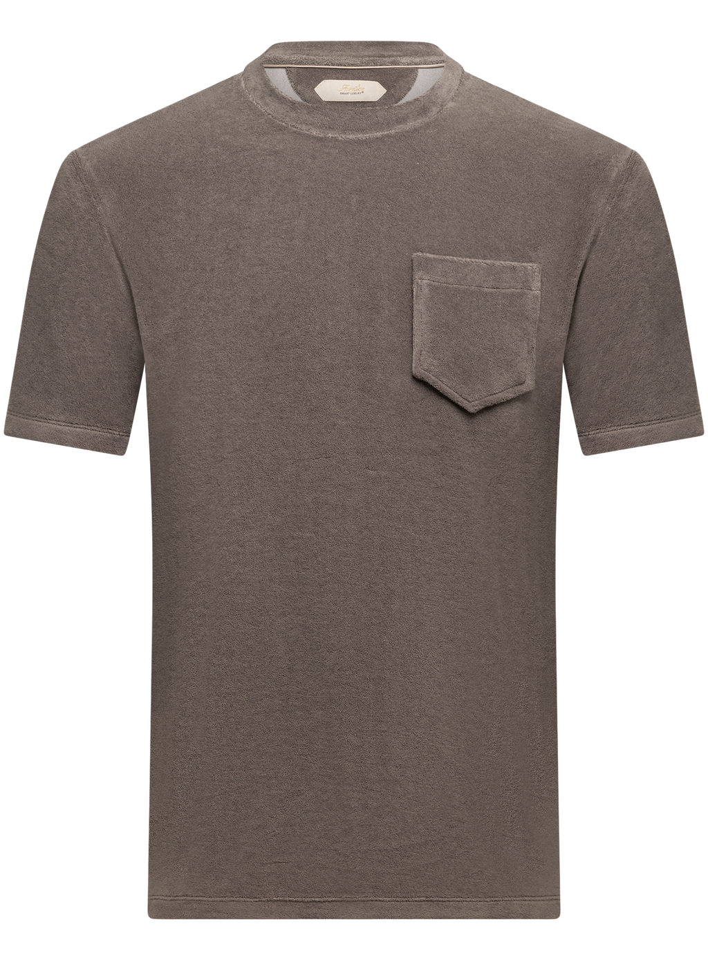T-shirt met borstzak van badstof | TAUPE