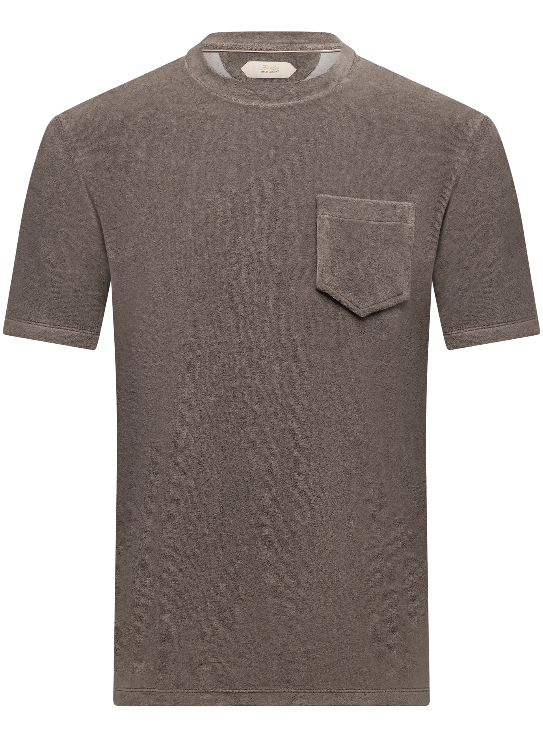 T-shirt met borstzak van badstof | TAUPE