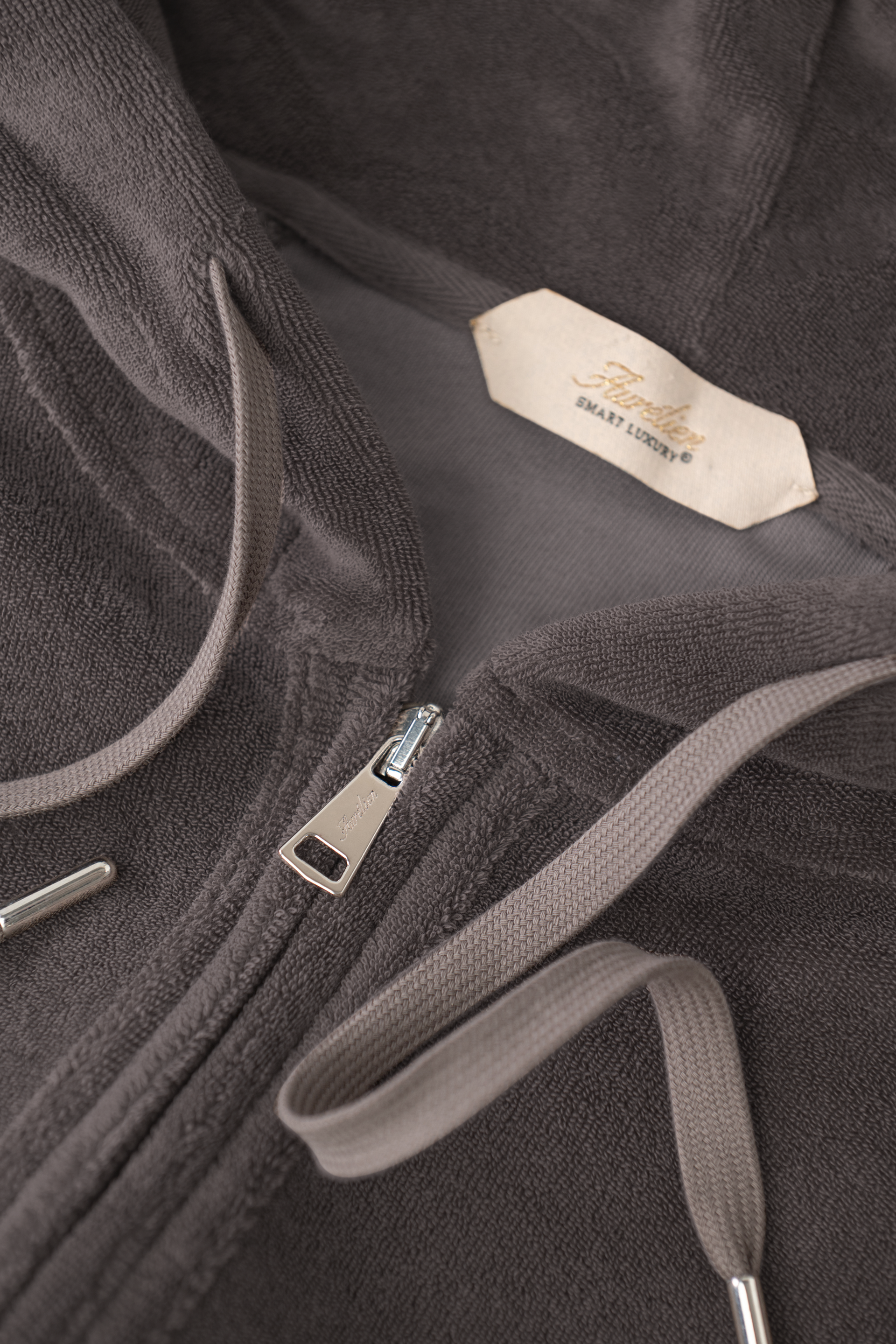 Terry ritsvest van katoen met capuchon  | FULL_WIDTH | TAUPE