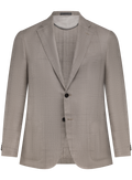Glencheck colbert van scheerwol, zijde en linnen | Beige