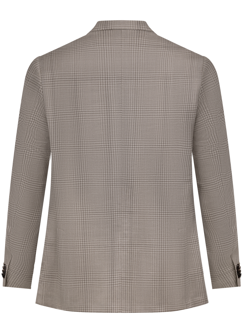 Glencheck colbert van scheerwol, zijde en linnen | Beige