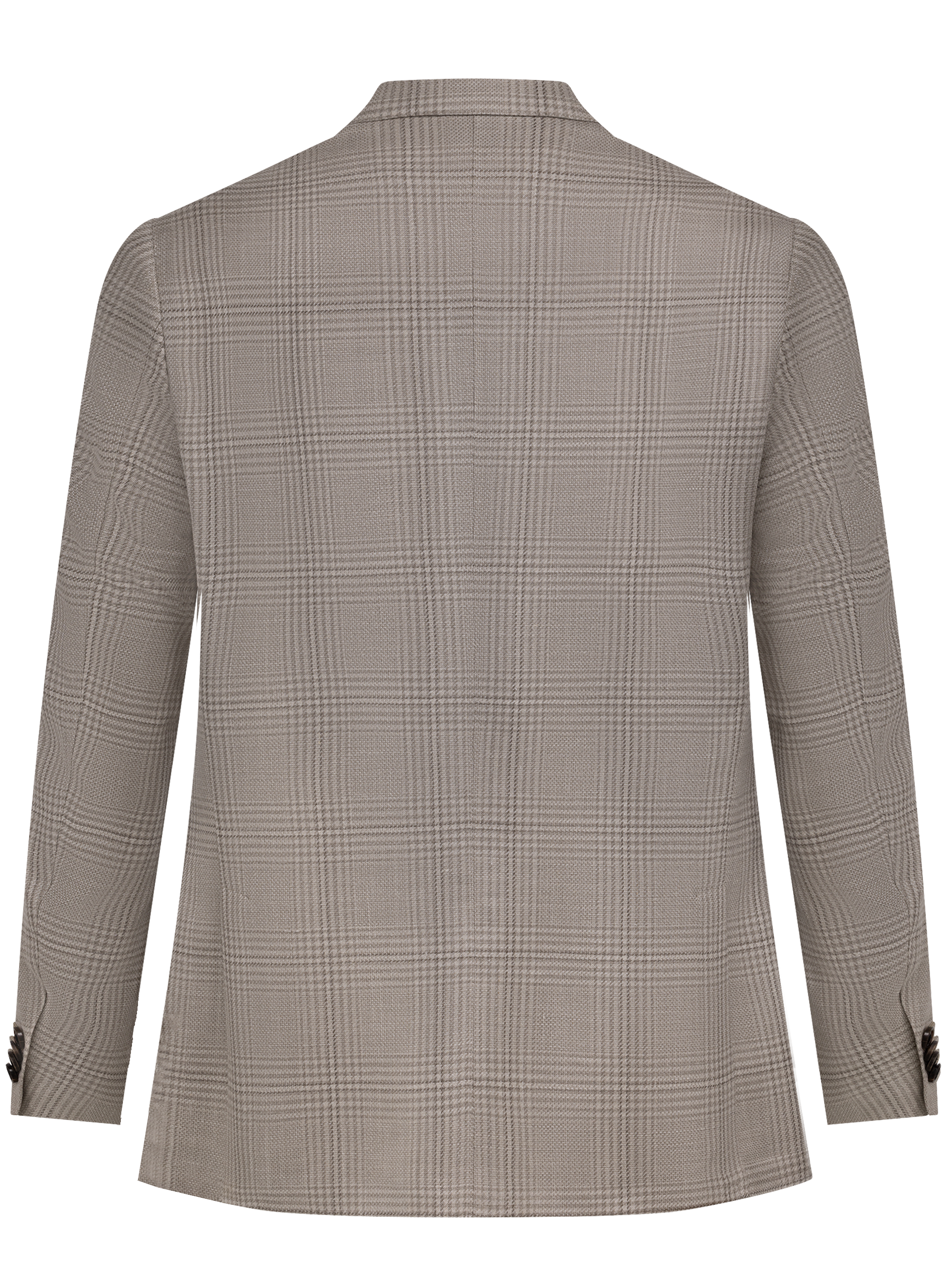 Glencheck colbert van scheerwol, zijde en linnen | Beige