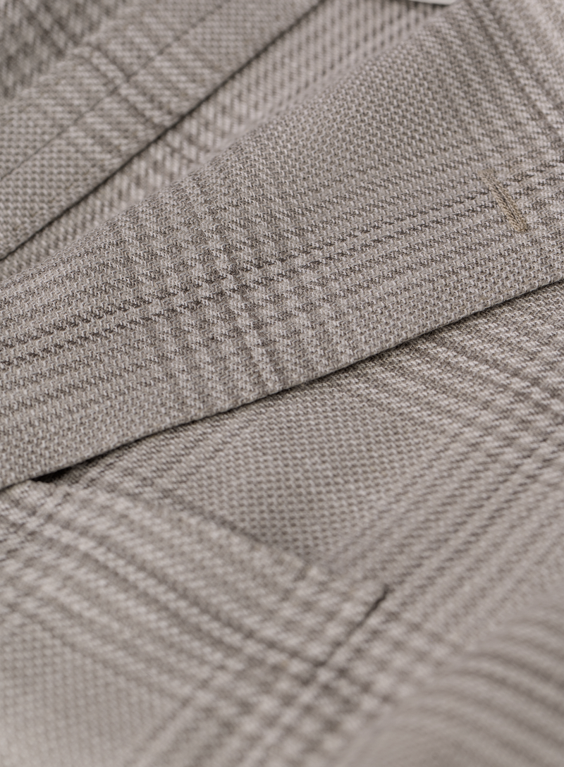 Glencheck colbert van scheerwol, zijde en linnen | FULL_WIDTH | Beige