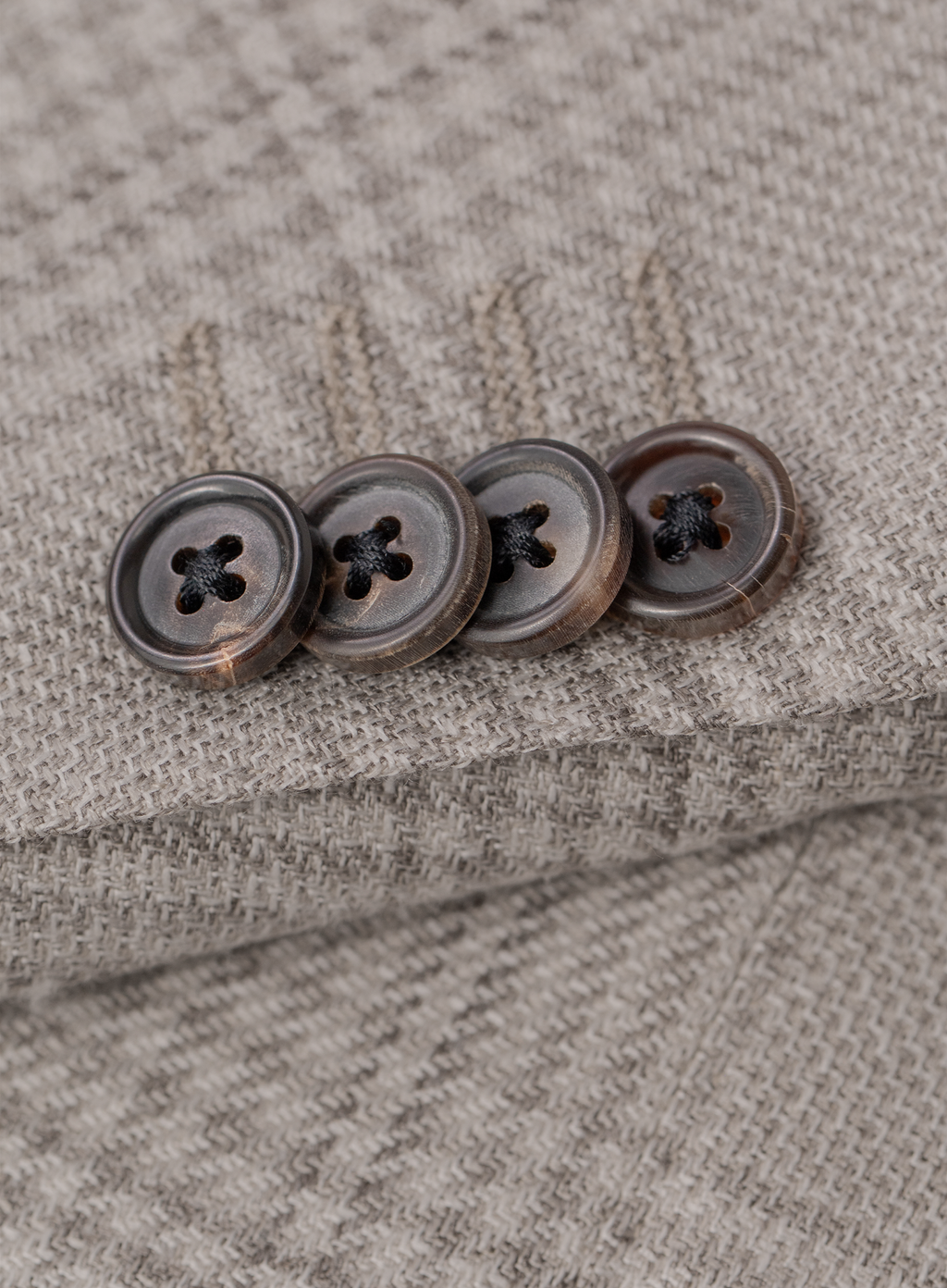 Glencheck colbert van scheerwol, zijde en linnen | FULL_WIDTH | Beige