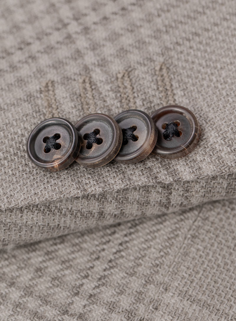Glencheck jacket in virgin wool, silk, and linen