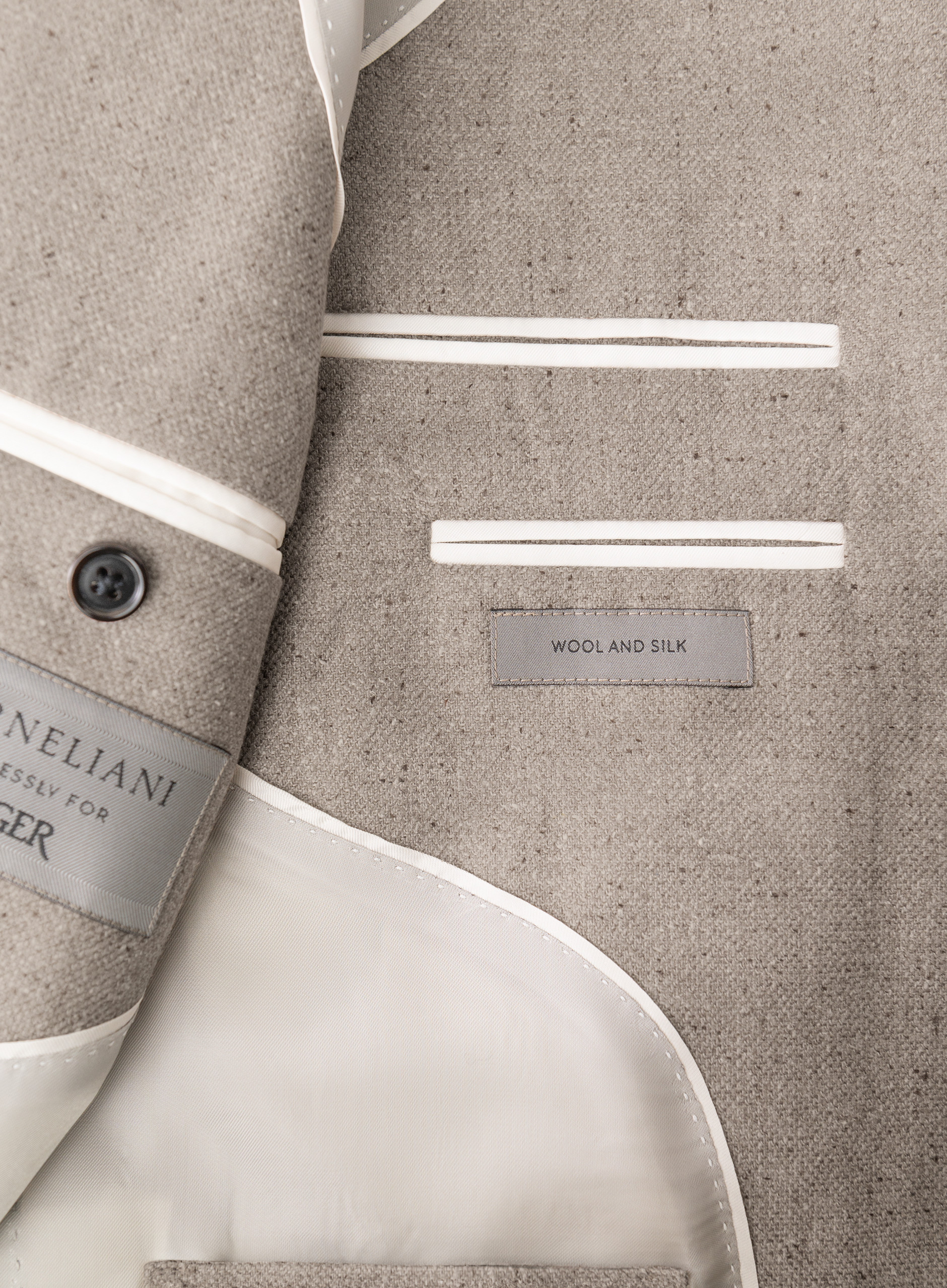 Colbert van zijde en scheerwol | FULL_WIDTH | Beige