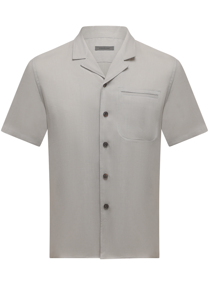 Poloshirt van linnen, wol en mohair | L.Grijs