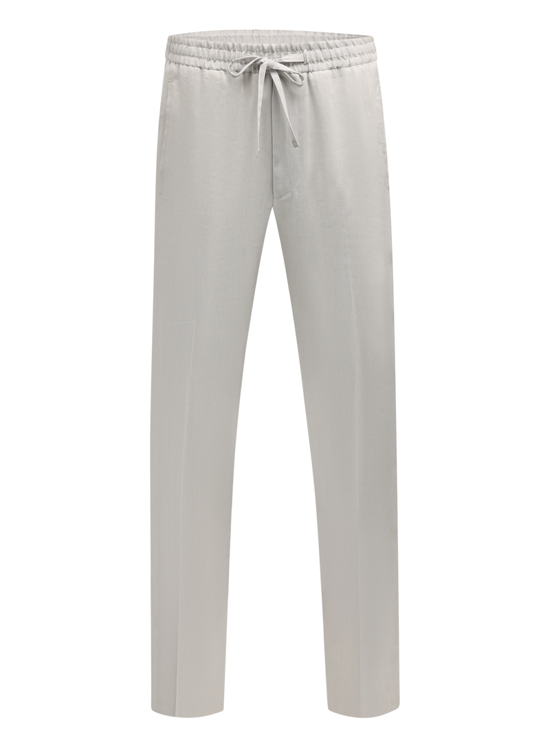 Broek met trekoord van linnen en wol | L.Grijs