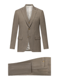 Driedelig pak van virgin wol en linnen | Beige