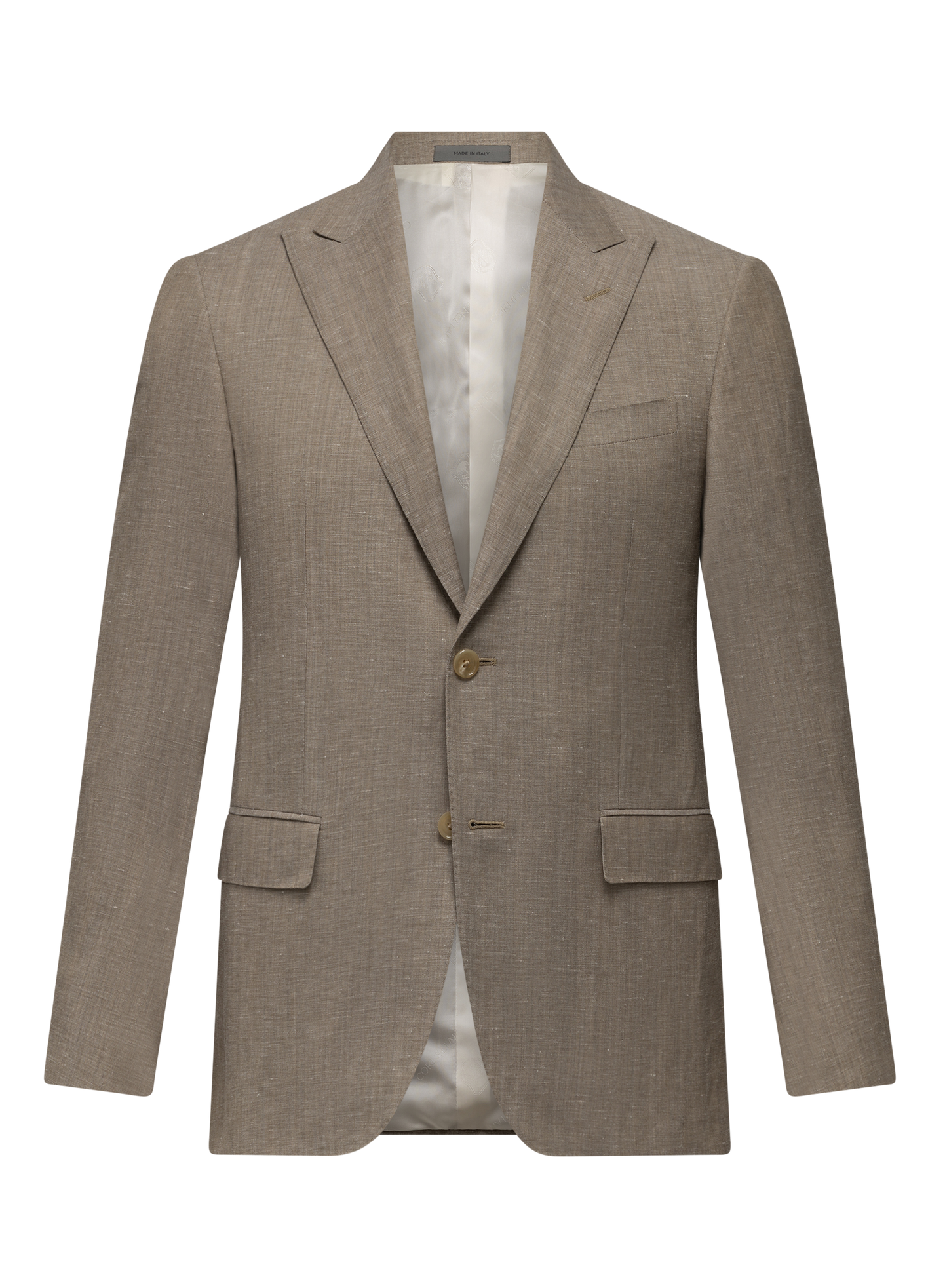 Driedelig pak van virgin wol en flax | FULL_WIDTH | Beige