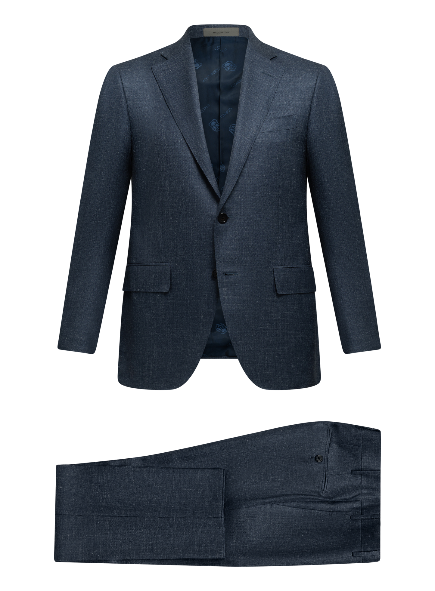 Pak van virgin wol, zijde en linnen | FULL_WIDTH | Blauw