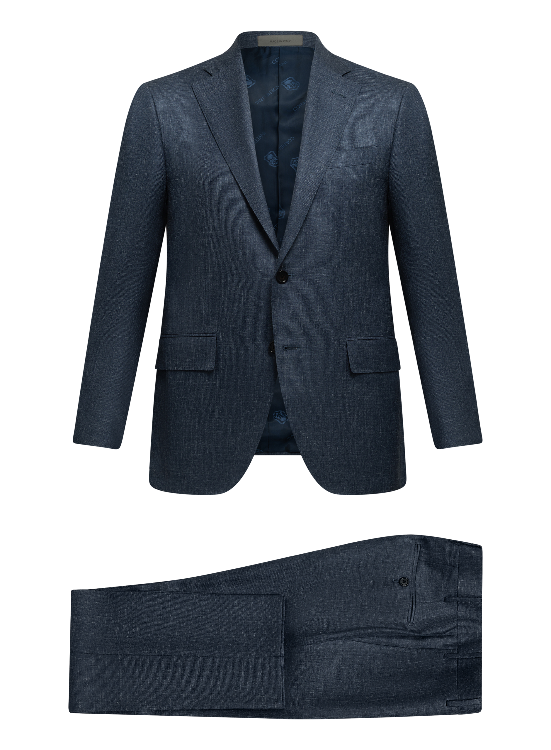 Pak van virgin wol, zijde en linnen | FULL_WIDTH | Blauw