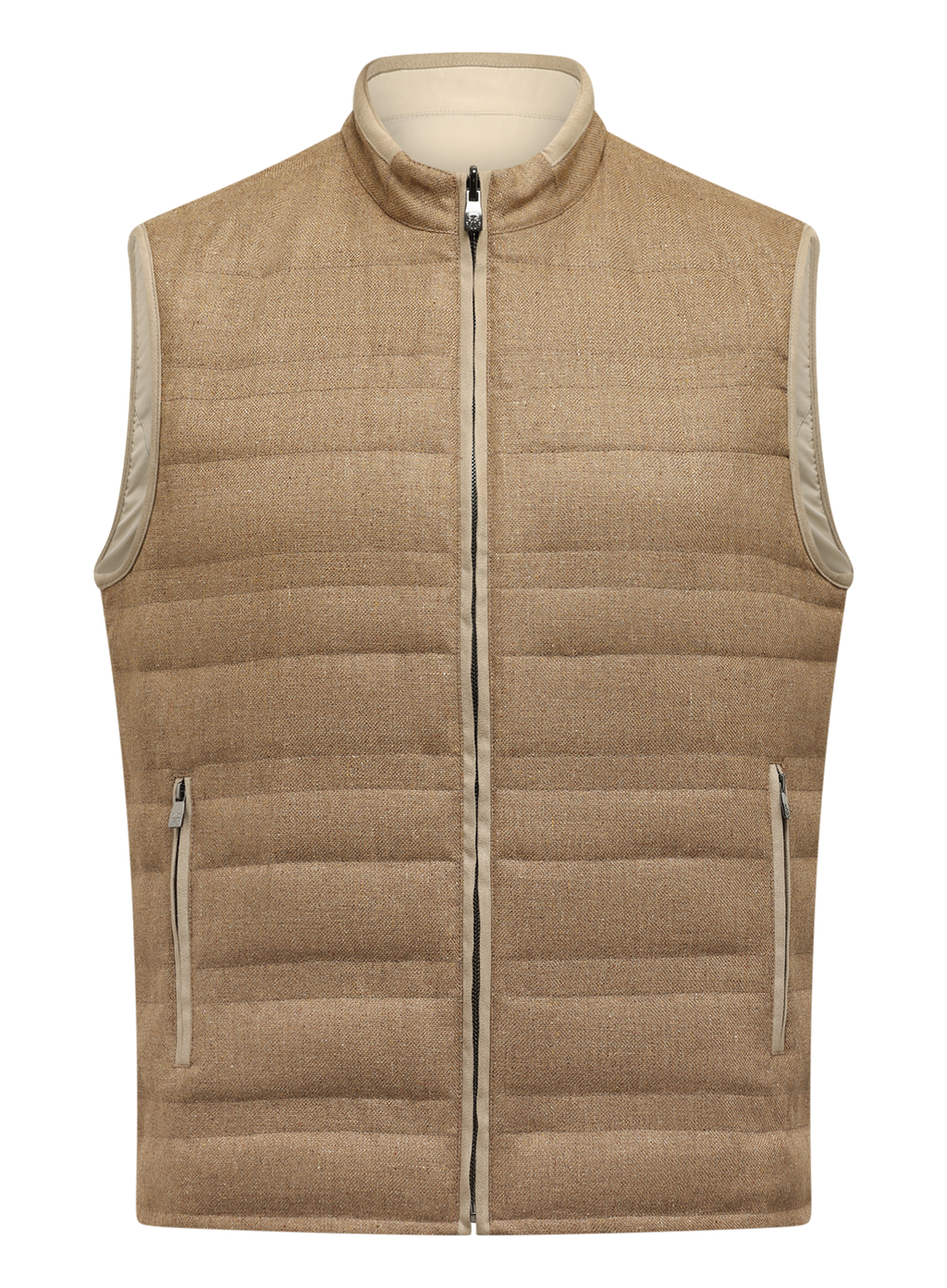 Bodywarmer van zijde en scheerwol | TAUPE BRUIN