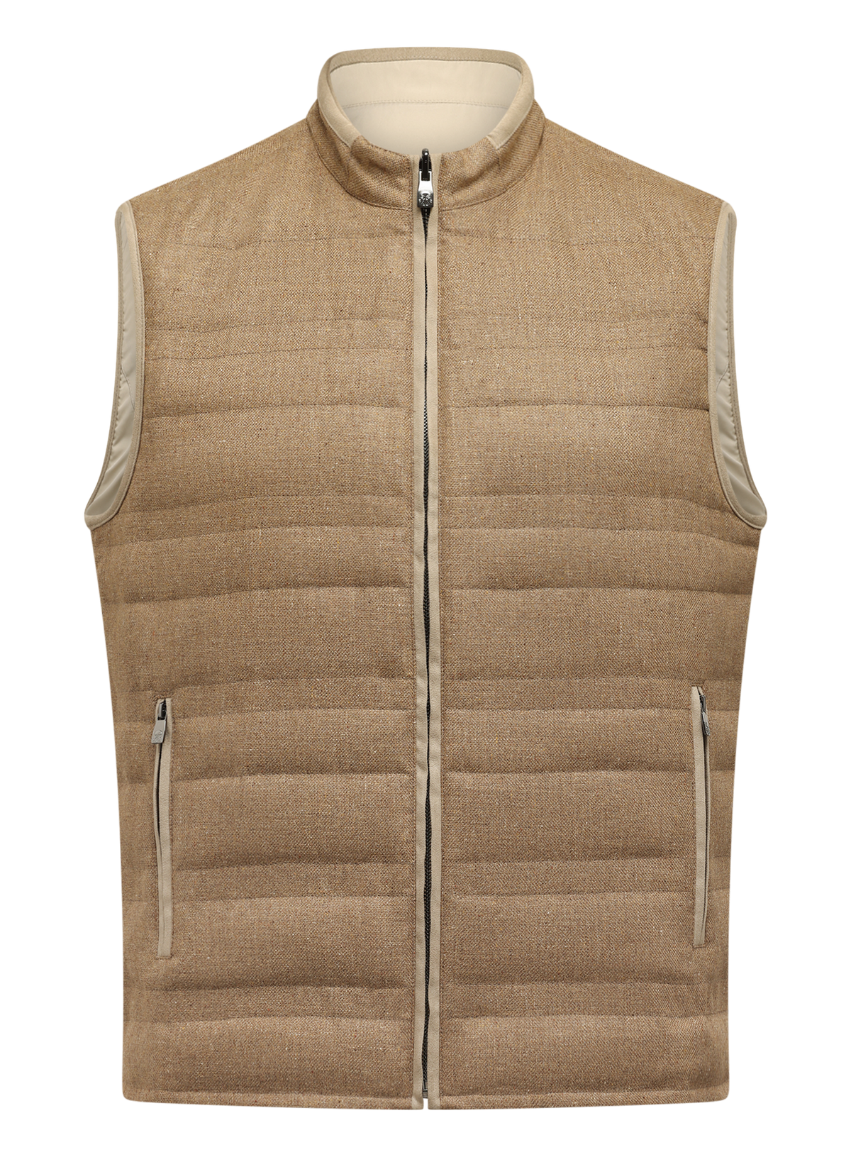 Bodywarmer van zijde en scheerwol | TAUPE BRUIN