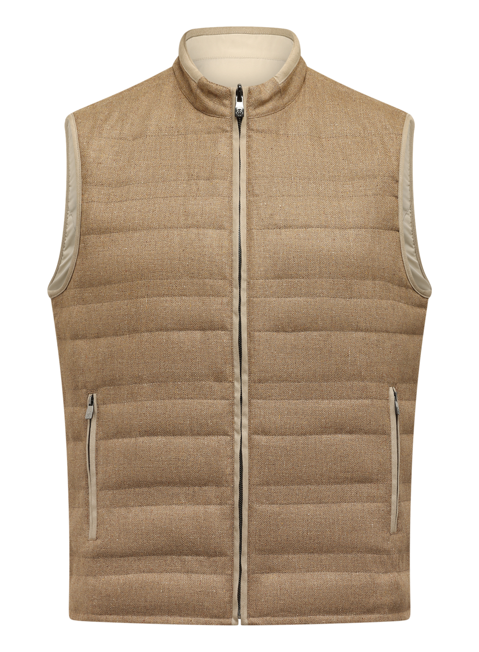 Bodywarmer van zijde en scheerwol | TAUPE BRUIN