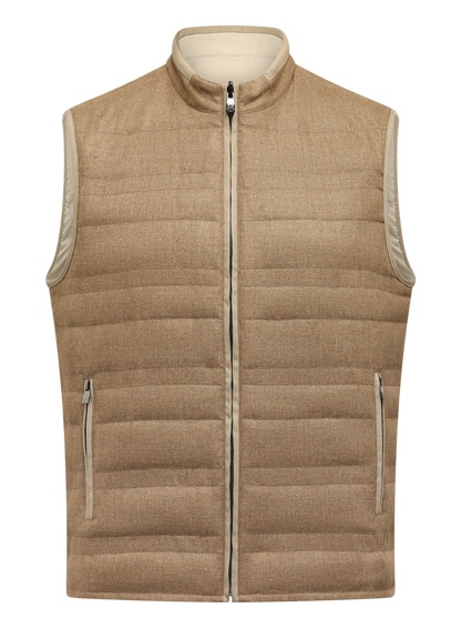 Bodywarmer van zijde en scheerwol | TAUPE BRUIN