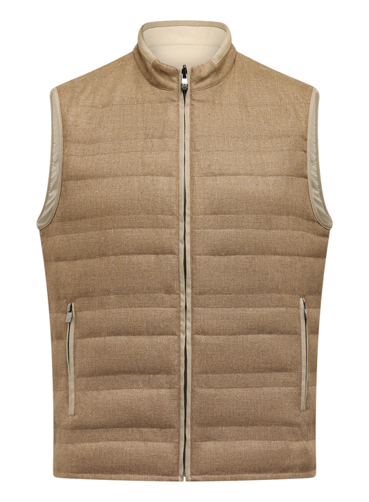 Bodywarmer van zijde en scheerwol | TAUPE BRUIN