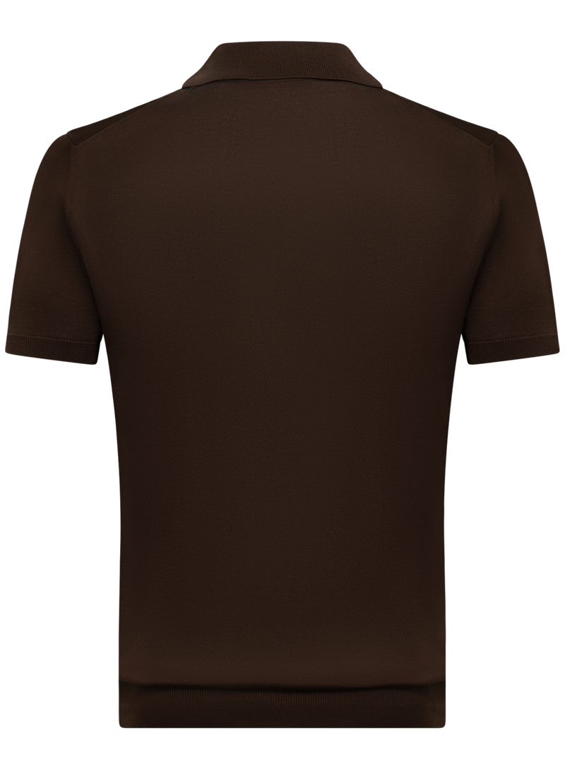 Silk buttonless polo