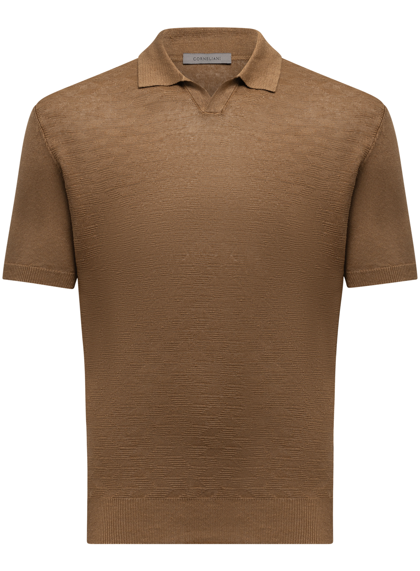 Linnen buttonless polo | FULL_WIDTH | Bruin